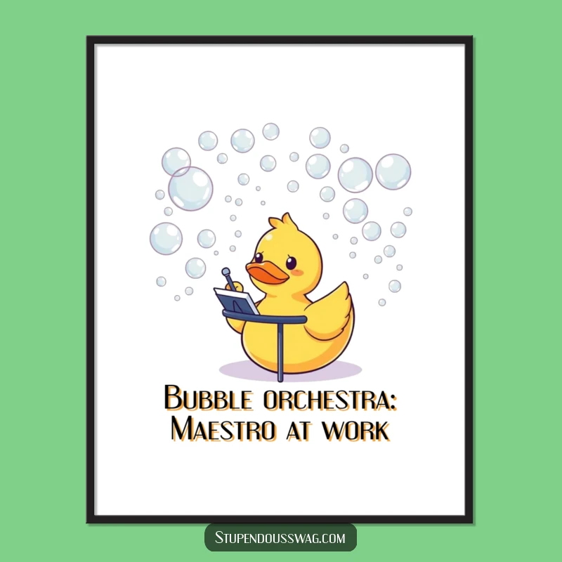 Funny Free Printable Wall Art: Rubber Duck Bubble Orchestra Conductor, Quirky Decor