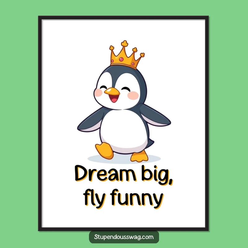 Free Printable Penguin King Wall Art: Funny Downloadable Decor for Whimsical Spaces