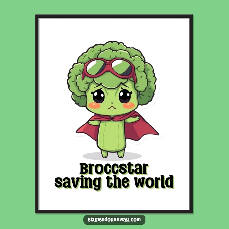 Free Printable Broccoli Superhero Wall Art - Funny Downloadable Decor for Kids