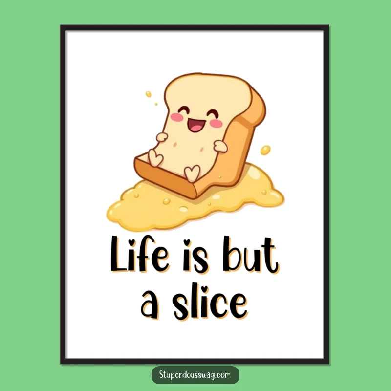 Free Printable Funny Wall Art: Bread's Buttered Slide, Hilarious Downloadable Home Decor