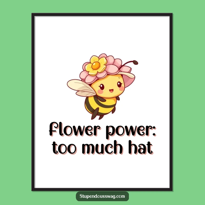 Funny Free Printable Wall Art: Bee Flower Hat, Quirky Downloadable Decor