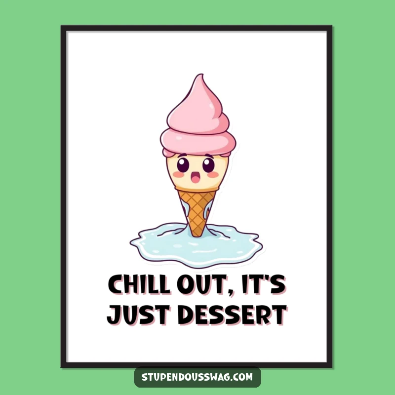 Funny Free Printable Wall Art: Melting Ice Cream, Quirky Downloadable Decor