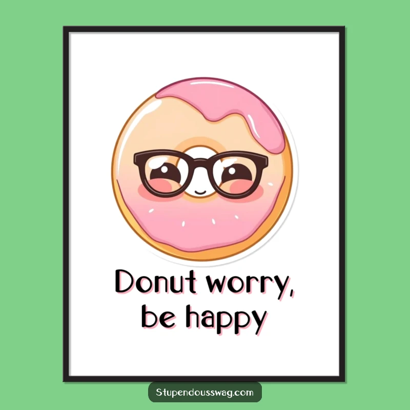 Funny Free Printable Wall Art: Shy Donut with Glasses - Quirky Decor Download