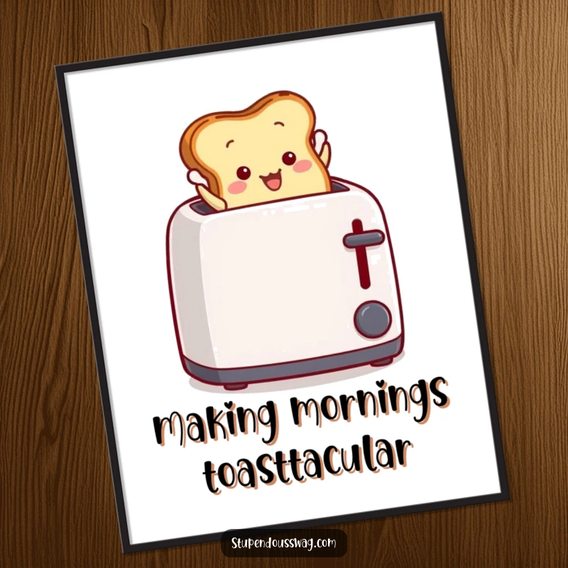 Funny Free Printable Toast Wall Art: A slice of toast dramatically leaping high from a toaster.