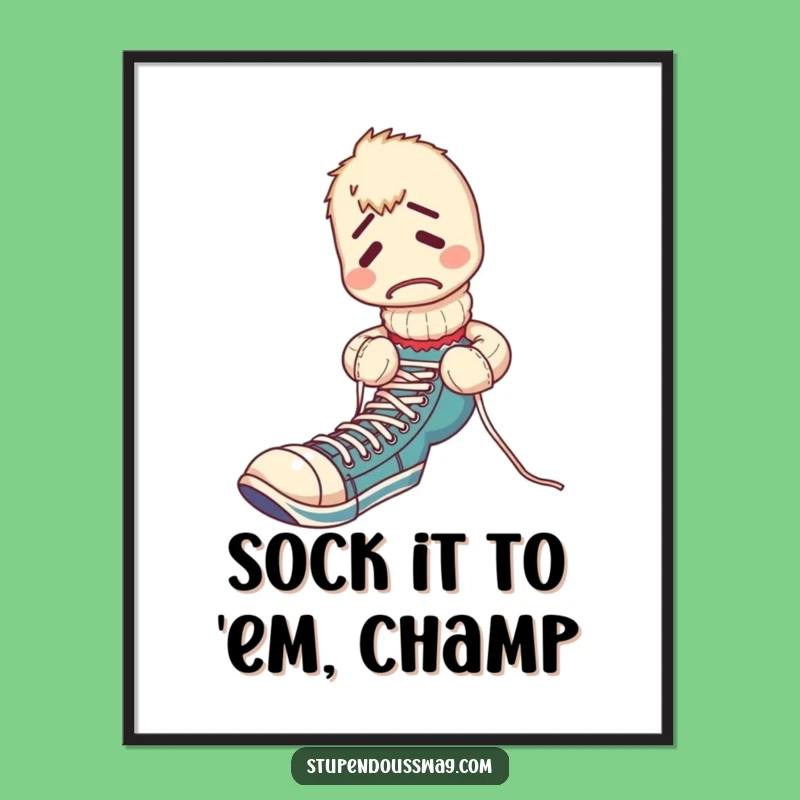 Funny Free Printable Wall Art: Confused Sock Puppet Shoelaces - Quirky Decor Download