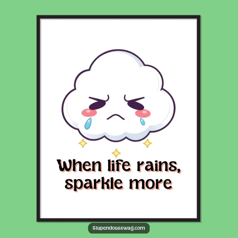 Free Printable Wall Art: Grumpy Cloud Rainbow Tears Funny Downloadable Art
