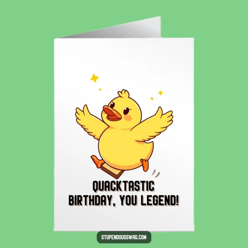 Free Printable Funny Birthday Card: Brave Ducky Leaping Toast - Instant Download Gift