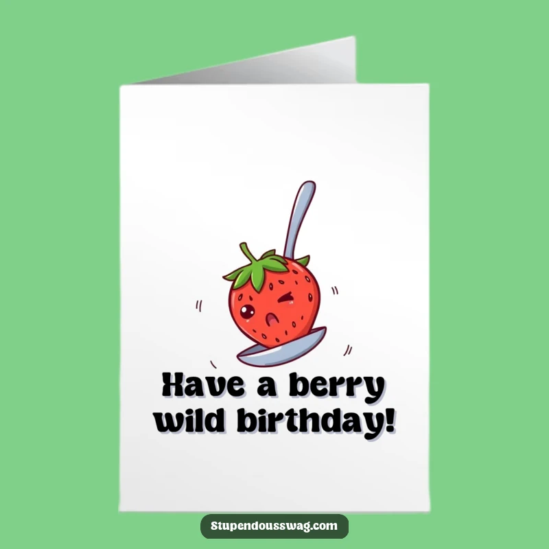 Free Printable Birthday Card: Spinning Strawberry for a Dizzyingly Funny Celebration
