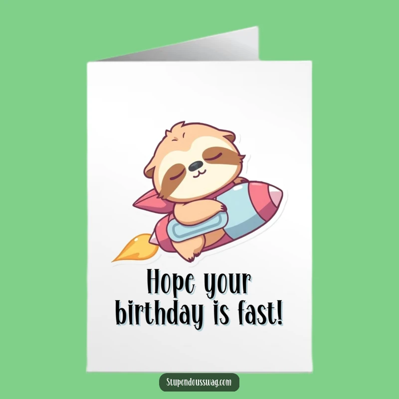 Free Printable Sloth Jetpack Birthday Card: Funny Downloadable Gift for Slow & Fast
