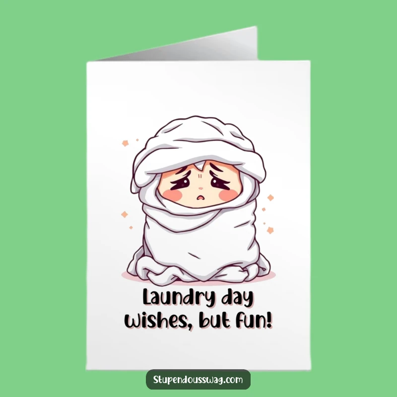 Free Printable Laundry Sigh Birthday Card: Bewildered Pile Funny Downloadable Gift