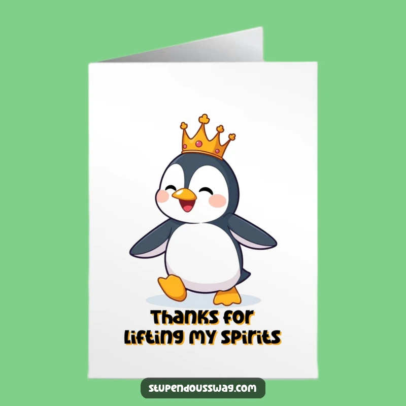 Free Printable Penguin Thank You Card: Funny Downloadable Gift for Royal Gratitude