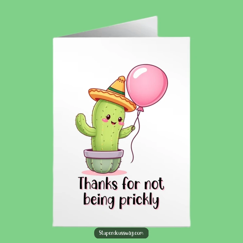 Free Printable Thank You Card: Cactus Balloon Thanks, Funny Downloadable Gift