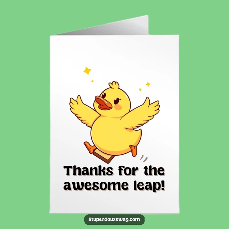 Free Printable Thank You Card: Brave Duck Leaping Toast - Humorous Downloadable Gift