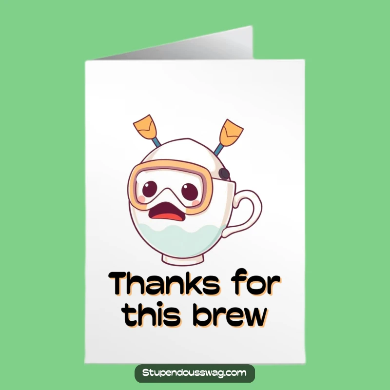 Free Printable Thank You Card: Startled Teacup Expresses Gratitude
