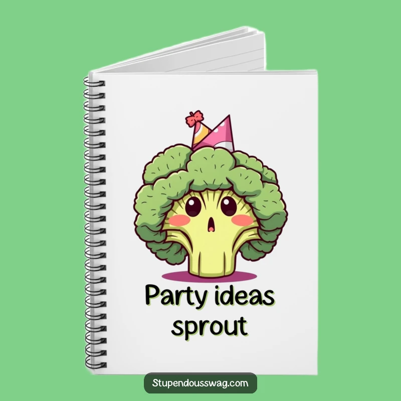 Funny Broccoli Party Hat Notebook: Jot Down Ideas with Surprised Veggie Flair
