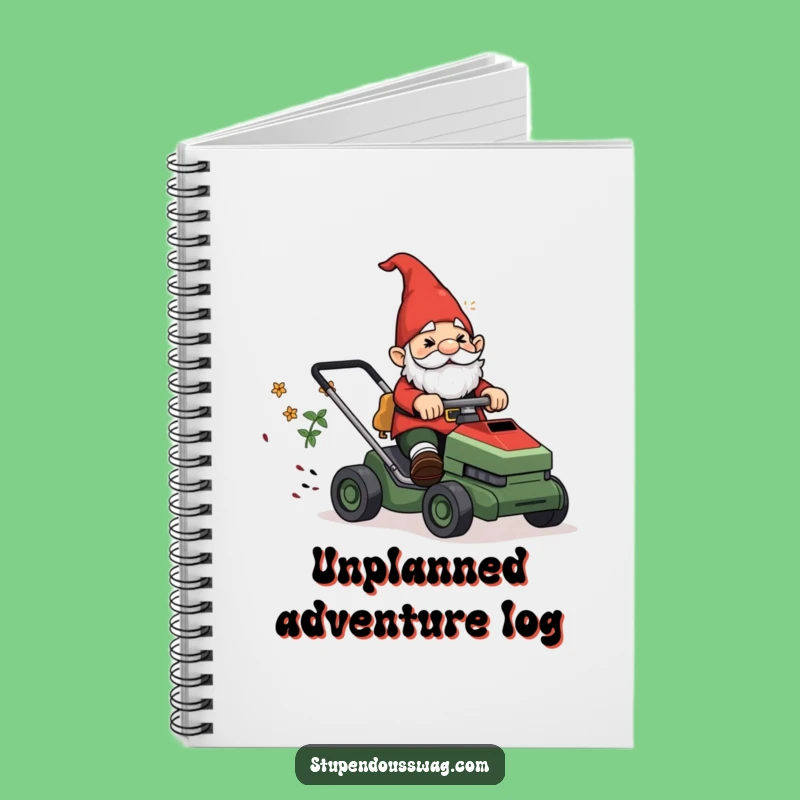 Funny Gnome Lawn Mower Notebook: Jot Down Ideas with Garden Chaos, Perfect Gift