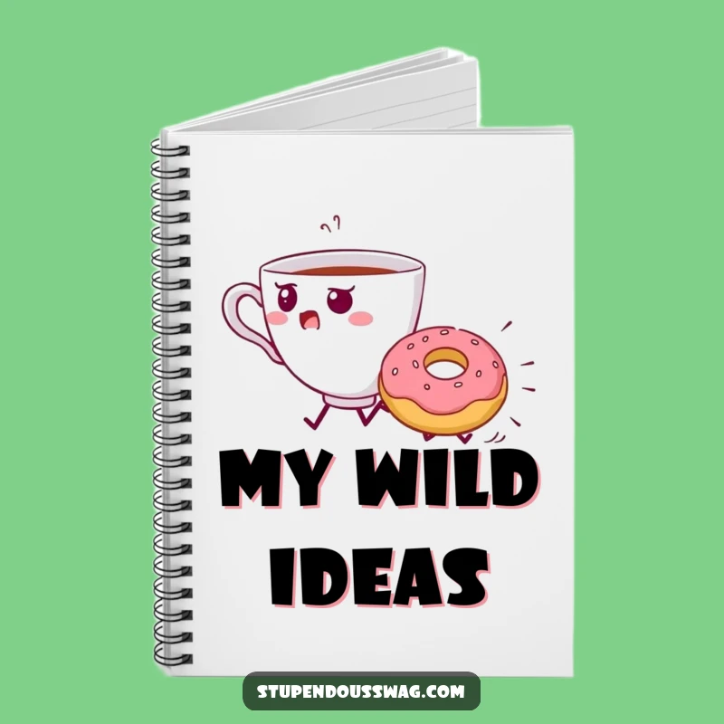 Funny Teacup Donut Chase Notebook - Quirky Journal for Chaotic Ideas