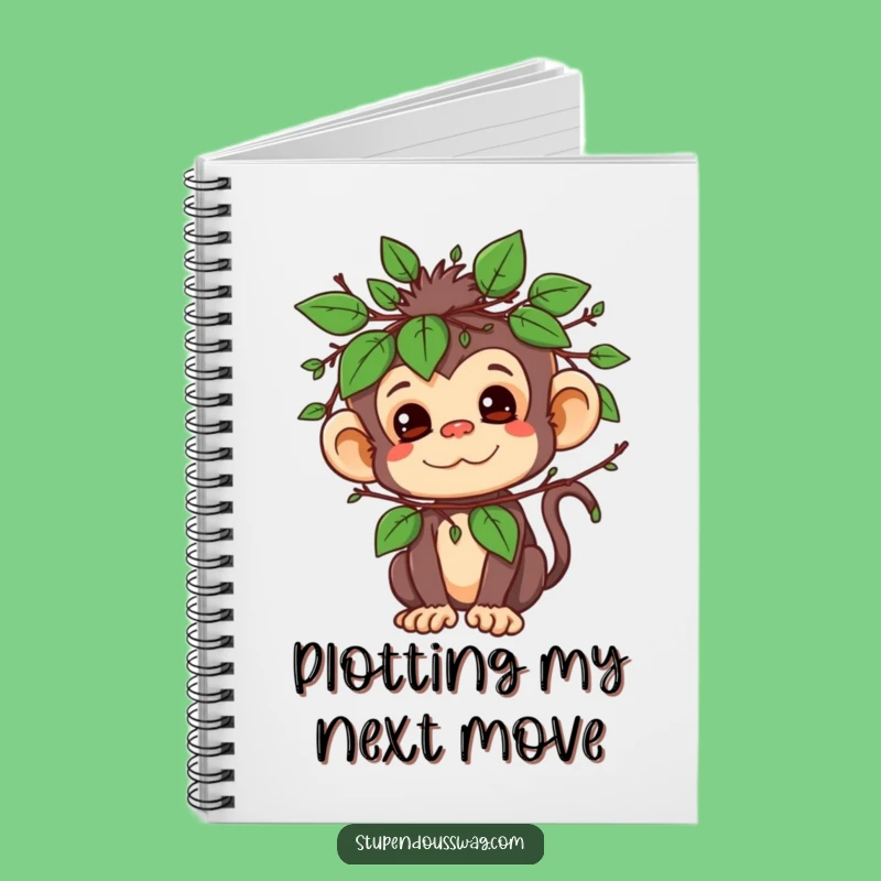 Funny Mischievous Monkey Leaf Disguise Notebook - Journal Your Jungle Adventures