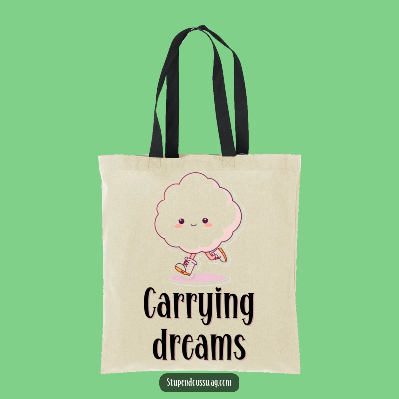 Funny Skipping Cloud Tote Bag - Fluffy Character Bag for Daily Fun