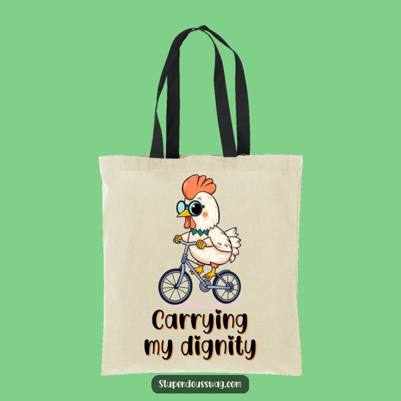 Funny Rubber Chicken Tote Bag: Monocled Unicyclist Banana Carry-All Gift