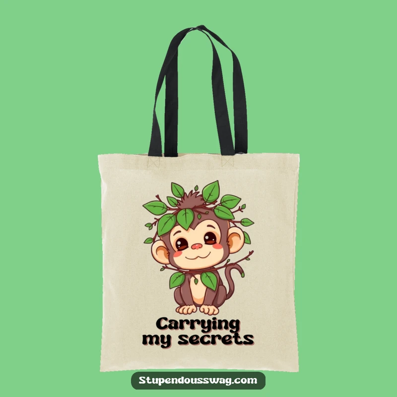 Funny Mischievous Monkey Leaf Disguise Tote Bag - Jungle Chic Accessory