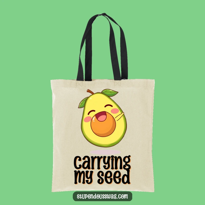 Funny Escaping Avocado Pit Tote Bag - Humorous Reusable Grocery Bag