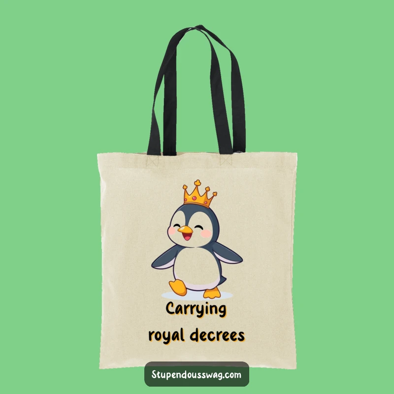 Funny Penguin Flight Tote Bag: Royal Ambition - Humorous & Practical Gift