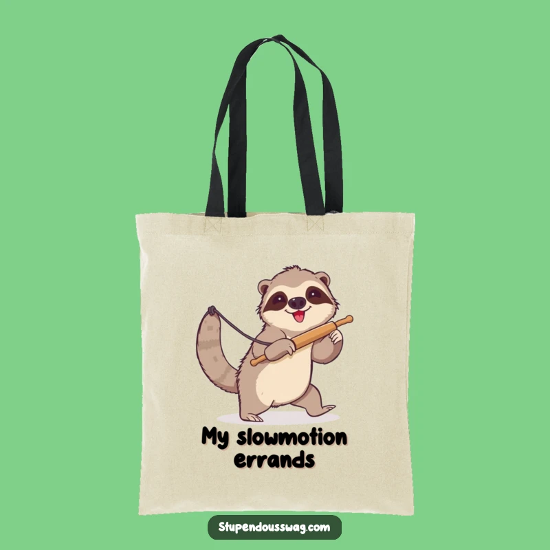 Funny Sloth Lasso Rolling Pin Tote Bag - Humorous Kitchen Accessory