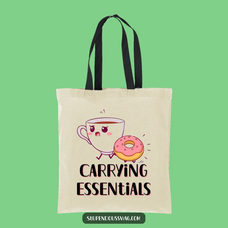 Funny Teacup Donut Chase Tote Bag - Quirky Kitchen Carry-All